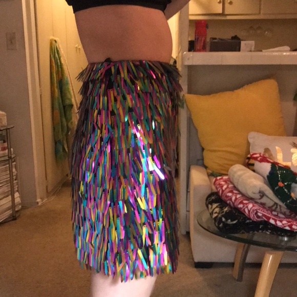 NWT Multicolor Fringe Sparkle Tube Top/Skirt Set - Picture 7 of 7